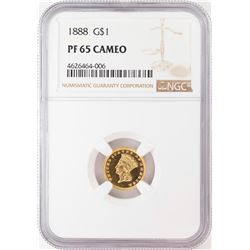 1888 $1 Proof Indian Princess Head Gold Dollar Coin NGC PF65 Cameo