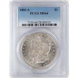 1881-S $1 Morgan Silver Dollar Coin PCGS MS64