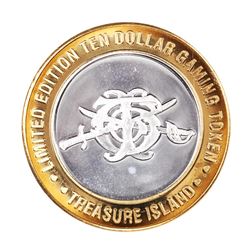 .999 Silver Treasure Island Las Vegas $10 Casino Gaming Token Limited Edition