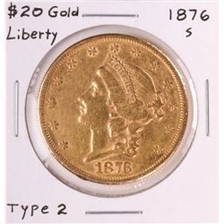 1876-S Type 2 $20 Liberty Head Double Eagle Gold Coin