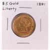 Image 1 : 1881 $5 Liberty Head Half Eagle Gold Coin