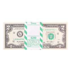 Pack of (100) Consecutive 2013 $2 Federal Reserve STAR Notes San Francisco