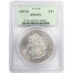 1887/6 $1 Morgan Silver Dollar Coin PCGS MS64 PL OGH