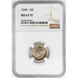1948 Roosevelt Dime Coin NGC MS67FT