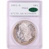 Image 1 : 1881-S $1 Morgan Silver Dollar Coin PCGS MS66 CAC Green Rattler Holder