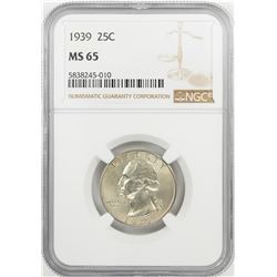 1939 Washington Quarter Coin NGC MS65