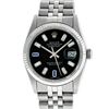 Image 2 : Rolex Men's Stainless Steel 36mm Black Diamond Dial Datejust Wristwatch