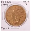 Image 1 : 1874-S Type 2 $20 Liberty Head Double Eagle Gold Coin