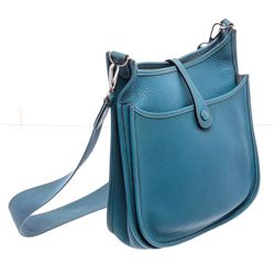 Hermes Bleu Jean Clemence Leather Evelyne II Bag