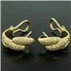 Image 4 : 18K Yellow Gold 0.64 ctw Pave FINE Round BRILLIANT Diamond Huggie Hoop Earrings