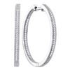 Image 1 : 1/2 CTW Round Diamond Inside Outside Hoop Earrings 10kt White Gold - REF-39A6N
