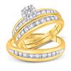 Image 1 : 1/2 CTW His & Hers Round Diamond Cluster Matching Bridal Wedding Ring 10kt Yellow Gold - REF-39X6T