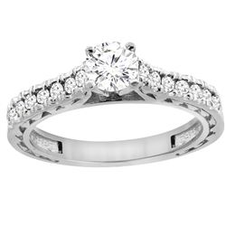 0.70 CTW Diamond Ring 14K White Gold - REF-116M9K