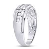 Image 3 : 1/2 CTW Mens Round Diamond Channel-set Wedding Ring 10kt White Gold - REF-47X9T