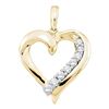 1/4 CTW Round Diamond Heart Pendant 14kt Yellow Gold - REF-20M3A