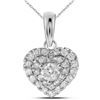 1/3 CTW Round Diamond Fashion Heart Pendant 14kt White Gold - REF-30A3N