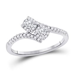 1/3 CTW Round Diamond 2-stone Bridal Wedding Engagement Ring 14kt White Gold - REF-38X4T