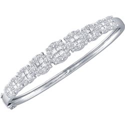 3 CTW Princess Round Diamond Bangle Bracelet 14kt White Gold - REF-311M9A