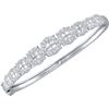 Image 1 : 3 CTW Princess Round Diamond Bangle Bracelet 14kt White Gold - REF-311M9A