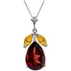 Genuine 6.5 ctw Garnet & Citrine Necklace 14KT White Gold - REF-42A2K