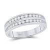 Image 1 : 1/4 CTW Round Diamond 2-Row Fashion Ring 10kt White Gold - REF-18M3A