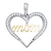Image 1 : 1/8 CTW Round Diamond Heart Mom Mother Pendant 10kt Two-tone Gold - REF-11T9K