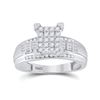 1/2 CTW Round Diamond Cluster Bridal Wedding Engagement Ring 10kt White Gold - REF-37X8T