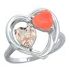 Image 1 : 0.61 CTW Morganite & Diamond Ring 10K White Gold - REF-26F2N