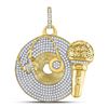 Image 1 : 3 CTW Mens Round Diamond Recording Artist Mic Record Charm Pendant 10kt Yellow Gold - REF-209A9N