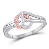 Image 1 : 1/6 CTW Round Diamond Heart Ring 10kt Two-tone Rose Gold - REF-14T4K