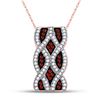 1/4 CTW Round Red Color Enhanced Diamond Fashion Pendant 10kt Rose Gold - REF-24X3T