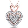 Image 1 : 1/6 CTW Round Diamond Heart Pendant 10kt Two-tone Gold - REF-10W8F