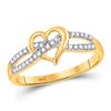 1/6 CTW Round Diamond Woven Heart Ring 10kt Yellow Gold - REF-11N9Y