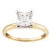 1/6 CTW Princess Diamond Solitaire Bridal Wedding Engagement Ring 14kt Yellow Gold - REF-19H2W
