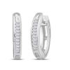 1/6 CTW Baguette Diamond Huggie Hoop Earrings 10kt White Gold - REF-9T3K