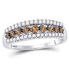 Image 1 : 1/2 CTW Round Brown Diamond Ring 14kt White Gold - REF-27M3A