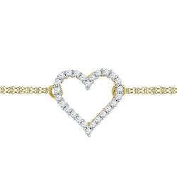 1/8 CTW Round Diamond Heart Bracelet 10kt Yellow Gold - REF-14X4T