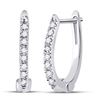 Image 1 : 1/12 CTW Round Diamond Hoop Earrings 10kt White Gold - REF-8K4R