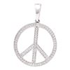 Image 1 : 1/10 CTW Round Diamond Peace Sign Circle Pendant 10kt White Gold - REF-14Y4X