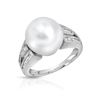 Image 1 : 13.27 CTW Pearl & Baguette Ring 14K White Gold - REF-94Y6X