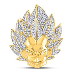 3/4 CTW Mens Round Diamond Super Saiyan Charm Pendant 10kt Yellow Gold - REF-69W6F