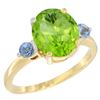 Image 1 : 3.02 CTW Peridot & Blue Sapphire Ring 10K Yellow Gold - REF-28R5H