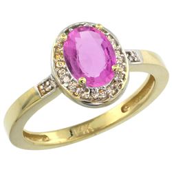 1.15 CTW Pink Sapphire & Diamond Ring 10K Yellow Gold - REF-47R2H