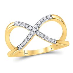 1/6 CTW Round Diamond Split-shank Infinity Ring 10kt Yellow Gold - REF-18H3W