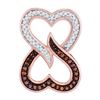 Image 1 : 1/8 CTW Round Red Color Enhanced Diamond Double Heart Pendant 10kt Rose Gold - REF-13Y2X