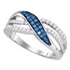 Image 1 : 1/3 CTW Round Blue Color Enhanced Diamond Ring 10kt White Gold - REF-21K5R
