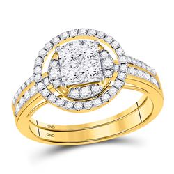 1 CTW Princess Diamond Bridal Wedding Engagement Ring 14kt Yellow Gold - REF-90N3Y