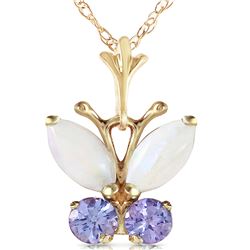 Genuine 0.70 ctw Opal & Tanzanite Necklace 14KT Yellow Gold - REF-25N9R