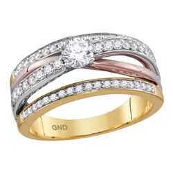 3/4 CTW Round Diamond Solitaire Bridal Wedding Engagement Ring 14kt Yellow Rose Gold - REF-90T3K