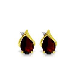 Genuine 4.06 ctw Garnet & Diamond Earrings 14KT Yellow Gold - REF-49T3A